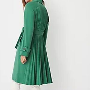 Green trench coat pleated in back